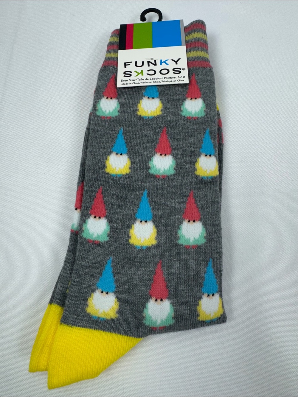 Funky Socks CK Men’s Socks Casual Dress Blue Happy Gnomes Size 10-13 NEW